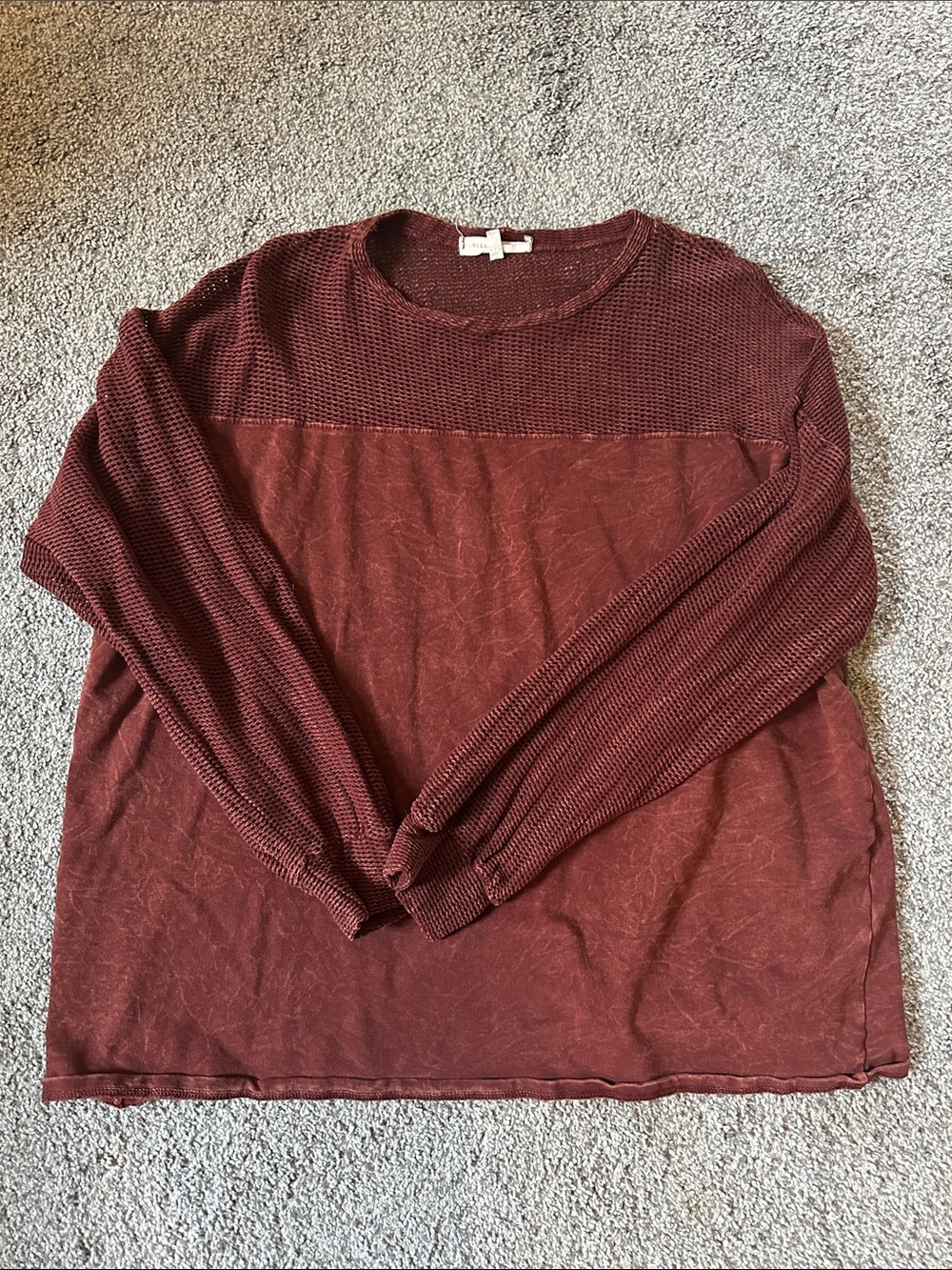 Womens Maroon Long-Sleeve Crewneck Shirt